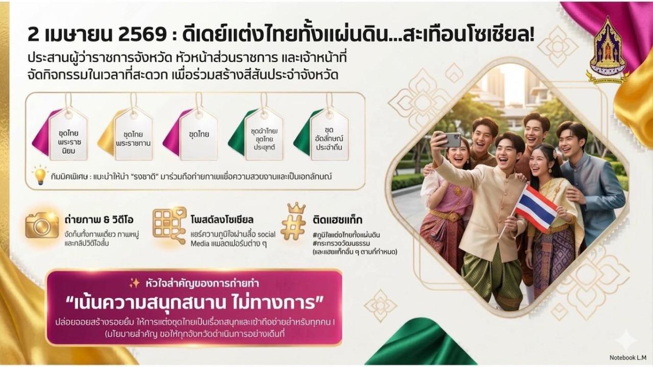 ภาพ เชิญชวนแต่งกายชุดผ้าไทย