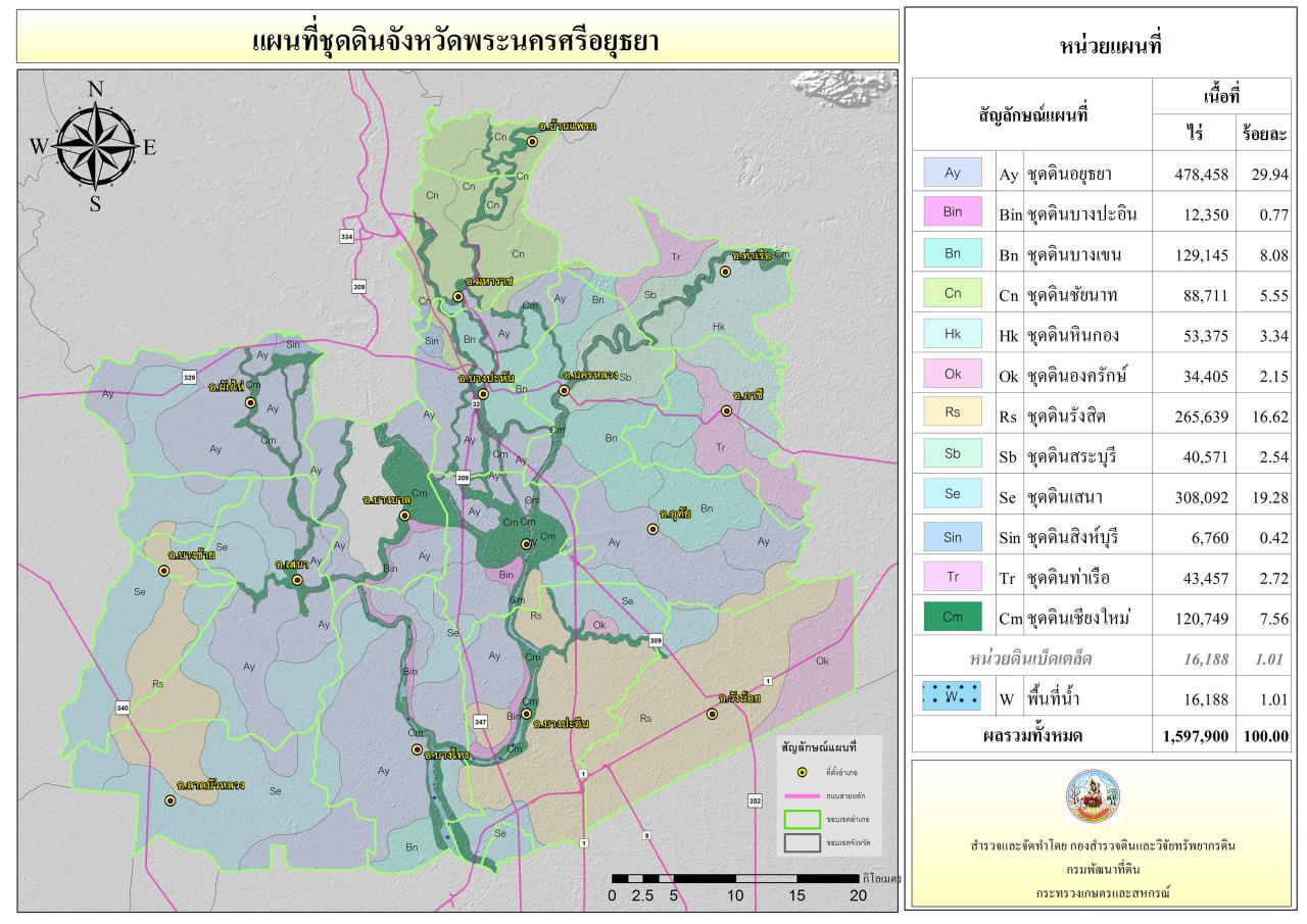 ภาพพื้นที่รับผิดชอบ สถานีพัฒนาที่ดินพระนครศรีอยุธยา