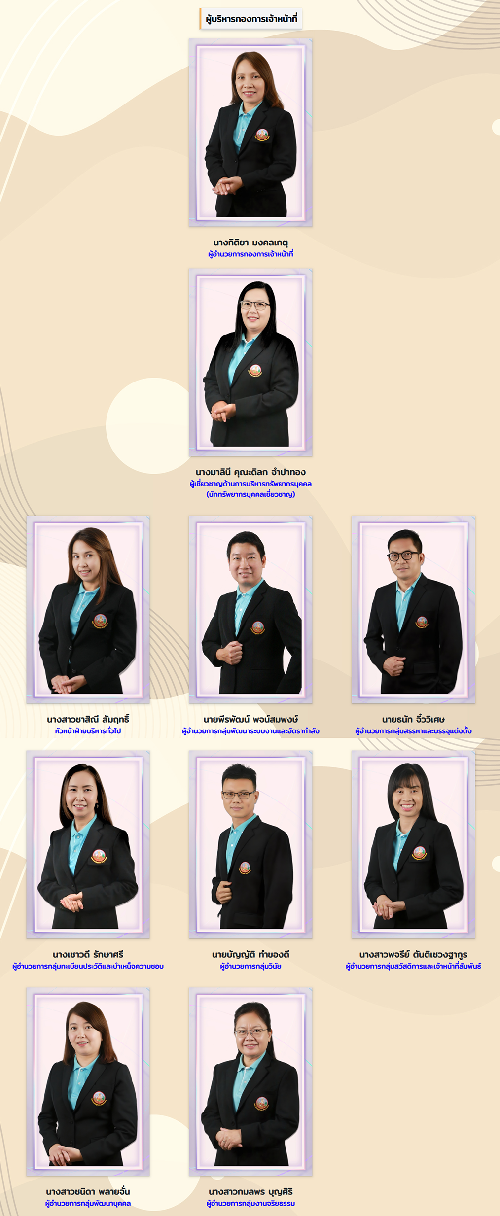 ภาพประกอบโครงสร้างหน่วยงานกองการเจ้าหน้าที่